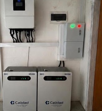 Wall-mounted hybrid inverter, breaker box and two lithium battery units
