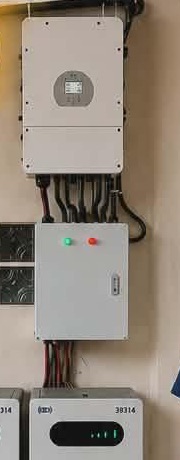 Wall-mounted hybrid inverter, protection box and two lithium batteries
